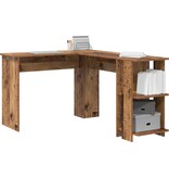 VidaXL Hoekbureau met opslageenheid Oud hout 140 x 113.5 x 75 cm