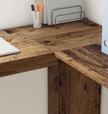 VidaXL Hoekbureau met opslageenheid Oud hout 140 x 113.5 x 75 cm