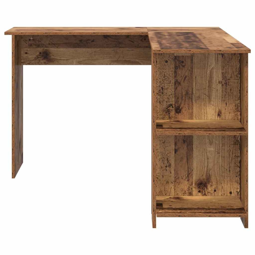 VidaXL Hoekbureau met opslageenheid Oud hout 140 x 113.5 x 75 cm