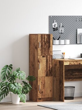 VidaXL Hoge Kast Oud hout 31.5 x 32 x 124 cm Bewerkt hout