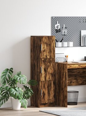 VidaXL Hoge Kast Gerookt eiken 31.5 x 32 x 124 cm Bewerkt hout