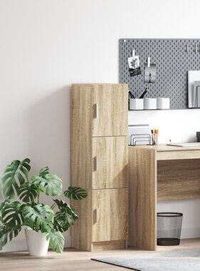 VidaXL Hoge Kast Sonoma eiken 31.5 x 32 x 124 cm Bewerkt hout