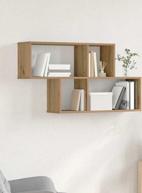 VidaXL Wandplank met plank Wandgemonteerd artisanaal eikenkleurig