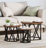 VidaXL Nestbare Bijzettafel 3 pcs Gerookt eiken 53 x 53 x 40 cm