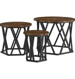 VidaXL Nestbare Bijzettafel 3 pcs Gerookt eiken 53 x 53 x 40 cm