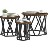 VidaXL Nestbare Bijzettafel 3 pcs Gerookt eiken 53 x 53 x 40 cm