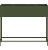 VidaXL Verhoogde Tuin Plantbak Olijfgroen 100 x 26 x 82 cm Staal