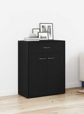 VidaXL Dressoir met lade Zwart 60 x 30 x 75 cm Bewerkt hout