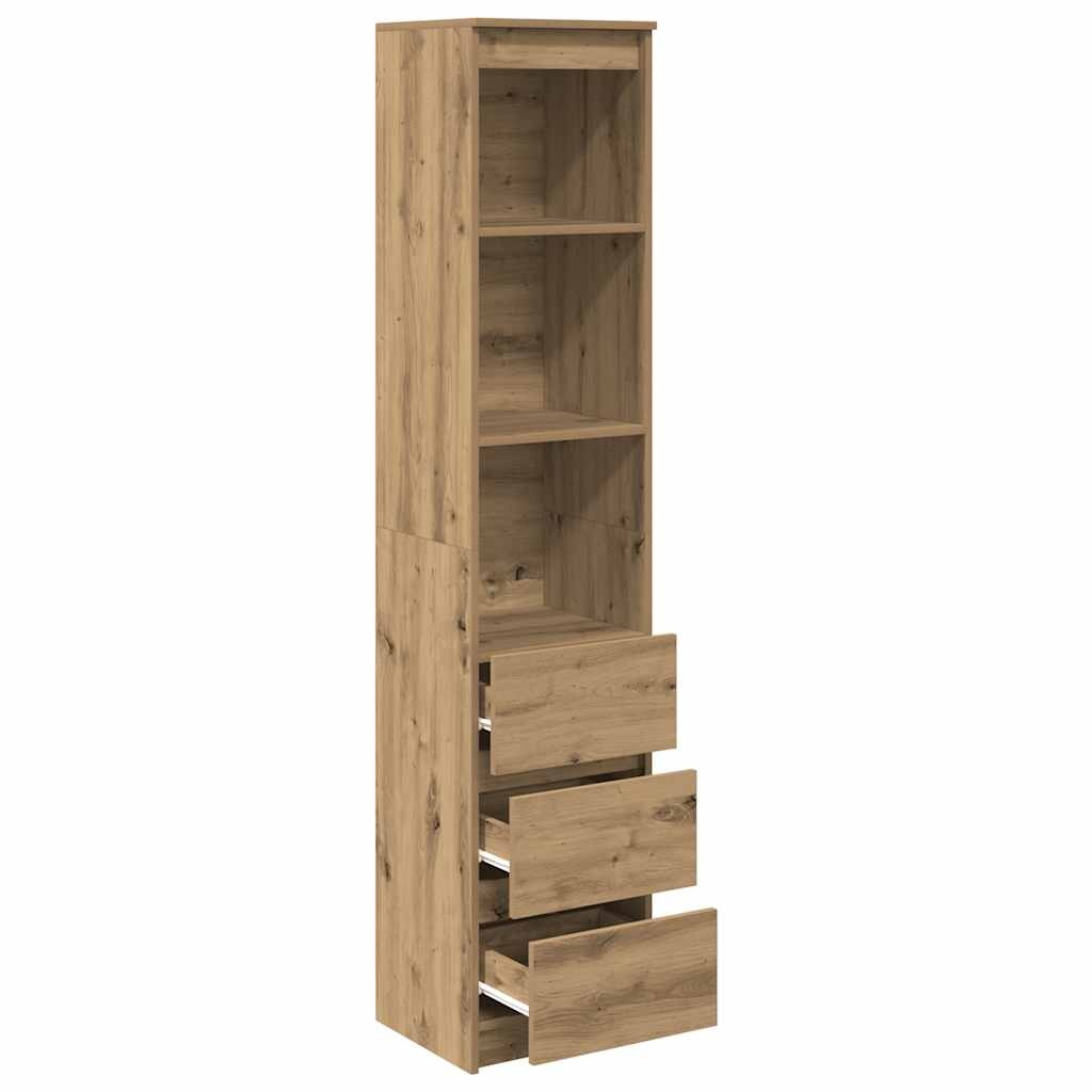 VidaXL Hoge kast 37,5x35x180 cm bewerkt hout artisanaal eikenkleur