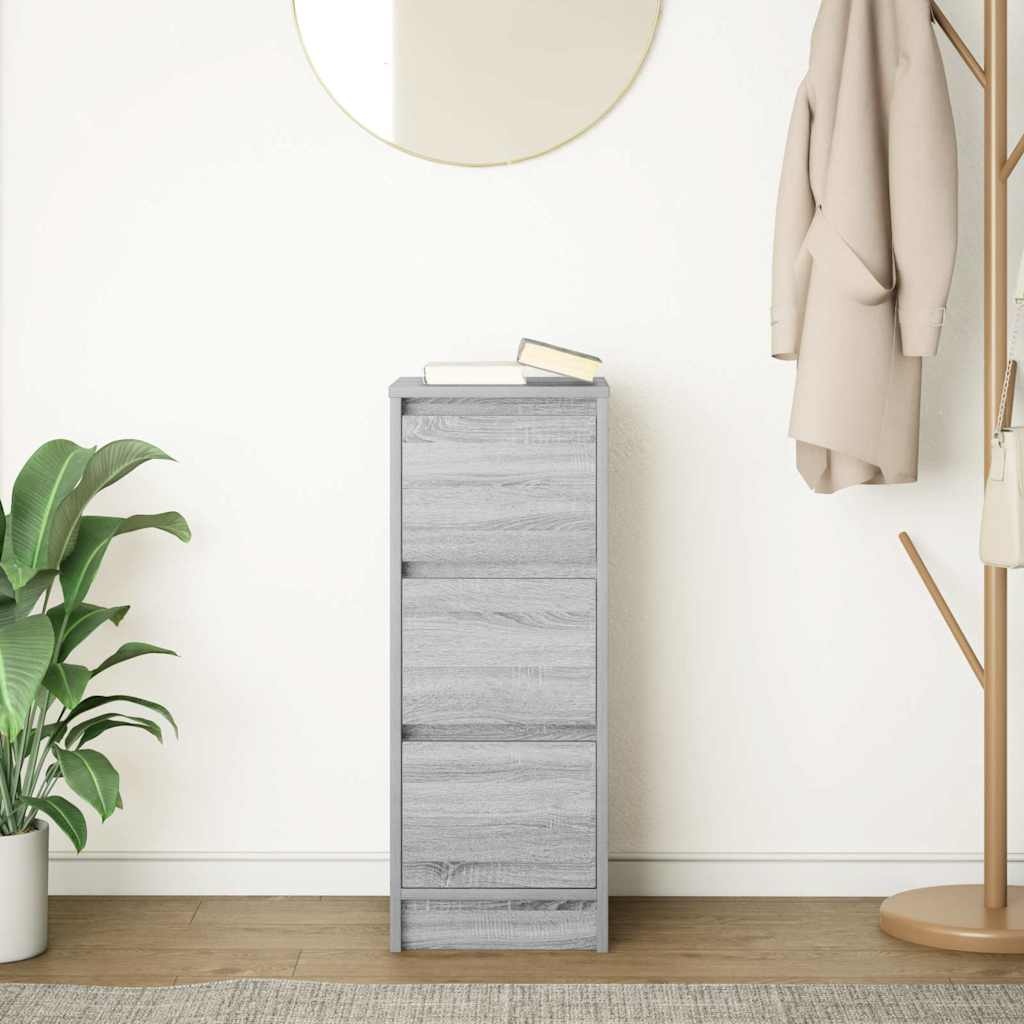 VidaXL Dressoir 29,5x34x76 cm bewerkt hout grijs sonoma eikenkleurig