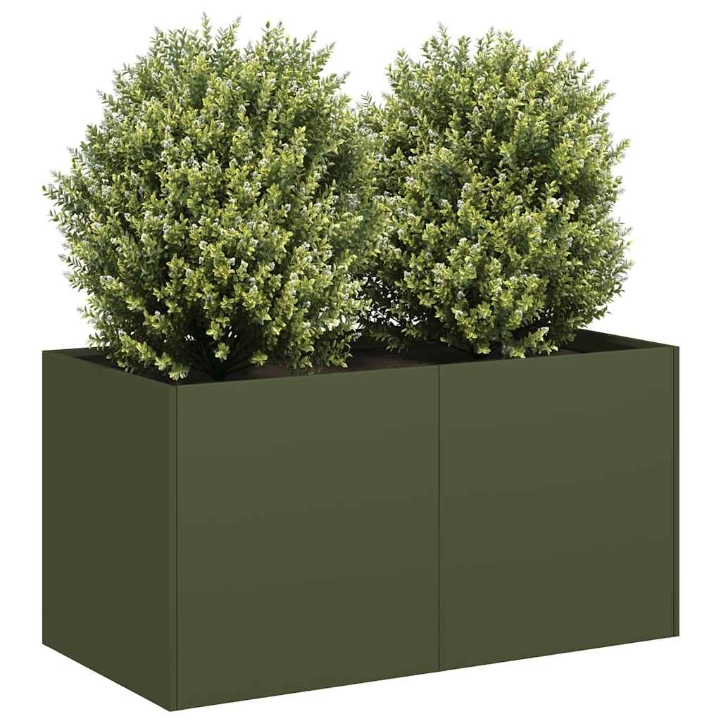 VidaXL Plantenbak 80x40x40 cm koudgewalst staal olijfgroen