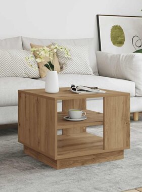 VidaXL Salontafel 55x55x42 cm bewerkt hout artisanaal eikenkleurig