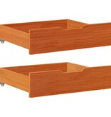 VidaXL Bedlades 2 st 75x55x17 massief grenenhout wasbruin