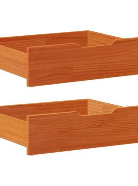 VidaXL Bedlades 2 st 75x55x17 massief grenenhout wasbruin