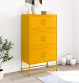 VidaXL Dressoir 68,5x38,5x123,5 cm staal mosterdgeel