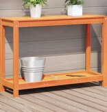 VidaXL Oppottafel met schap 108x35x75 cm massief grenenhout wasbruin