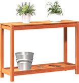 VidaXL Oppottafel met schap 108x35x75 cm massief grenenhout wasbruin