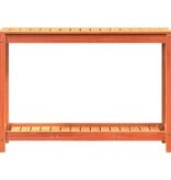 VidaXL Oppottafel met schap 108x35x75 cm massief grenenhout wasbruin