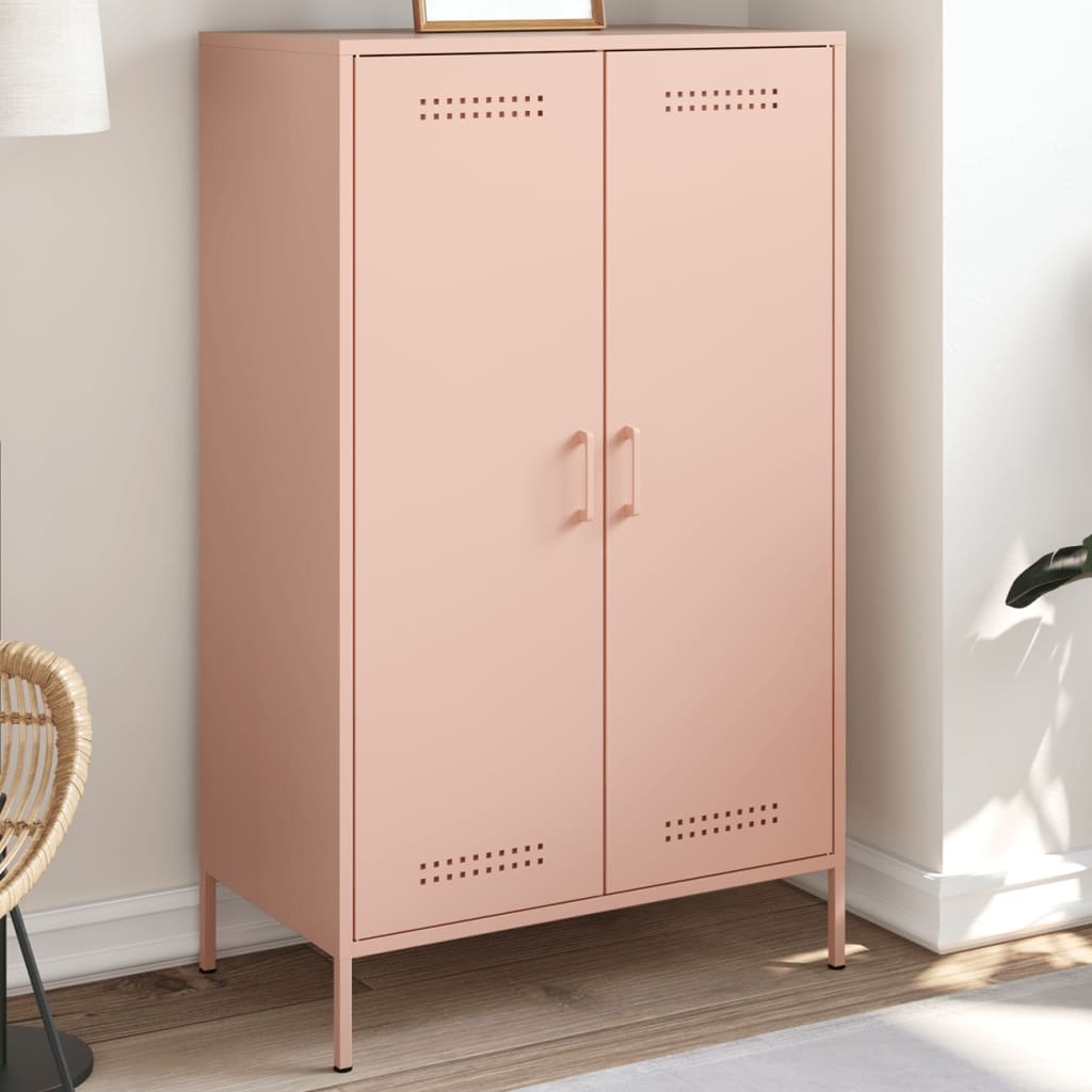 VidaXL Hoge kast 68x39x113 cm staal roze