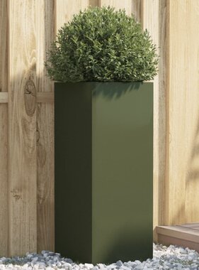 VidaXL Plantenbak 32x29x75 cm staal olijfgroen