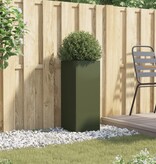 VidaXL Plantenbak 32x29x75 cm staal olijfgroen