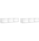 VidaXL Wandkasten 2 st 75x18x16,5 cm bewerkt hout wit