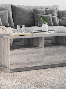 VidaXL Salontafel met LED-verlichting 90x49x40 cm grijs sonoma eiken