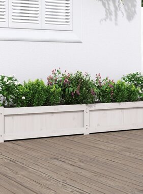 VidaXL Plantenbak 180x31x31 cm massief grenenhout wit