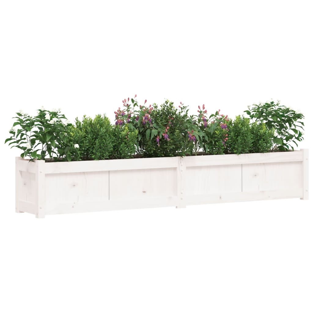 VidaXL Plantenbak 180x31x31 cm massief grenenhout wit