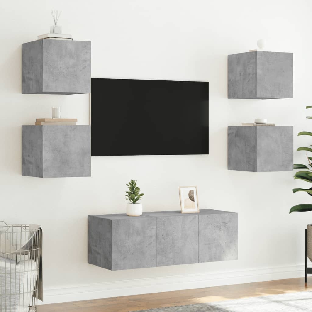 VidaXL Tv-wandmeubels met LED 2 st 30,5x35x30 cm betongrijs