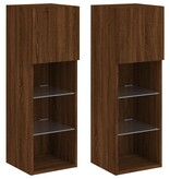 VidaXL Tv-meubels met LED-verlichting 2 st 30,5x30x90 cm bruineiken