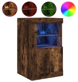 VidaXL Bijzetkastjes met LED 2 st bewerkt hout gerookt eikenkleurig