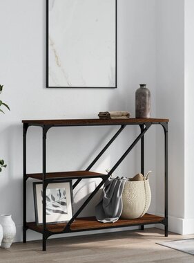 VidaXL Wandtafel 88,5x30x75 cm bewerkt hout bruin eikenkleur