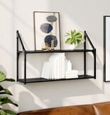 VidaXL Wandrek 2-laags 80x21x51 cm bewerkt hout zwart