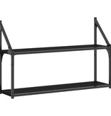 VidaXL Wandrek 2-laags 80x21x51 cm bewerkt hout zwart