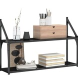 VidaXL Wandrek 2-laags 80x21x51 cm bewerkt hout zwart