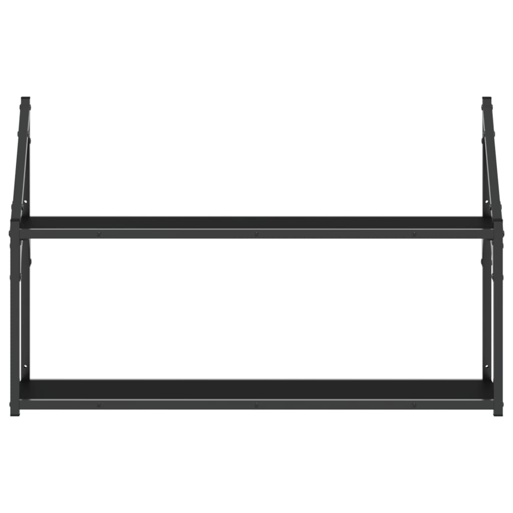 VidaXL Wandrek 2-laags 80x21x51 cm bewerkt hout zwart