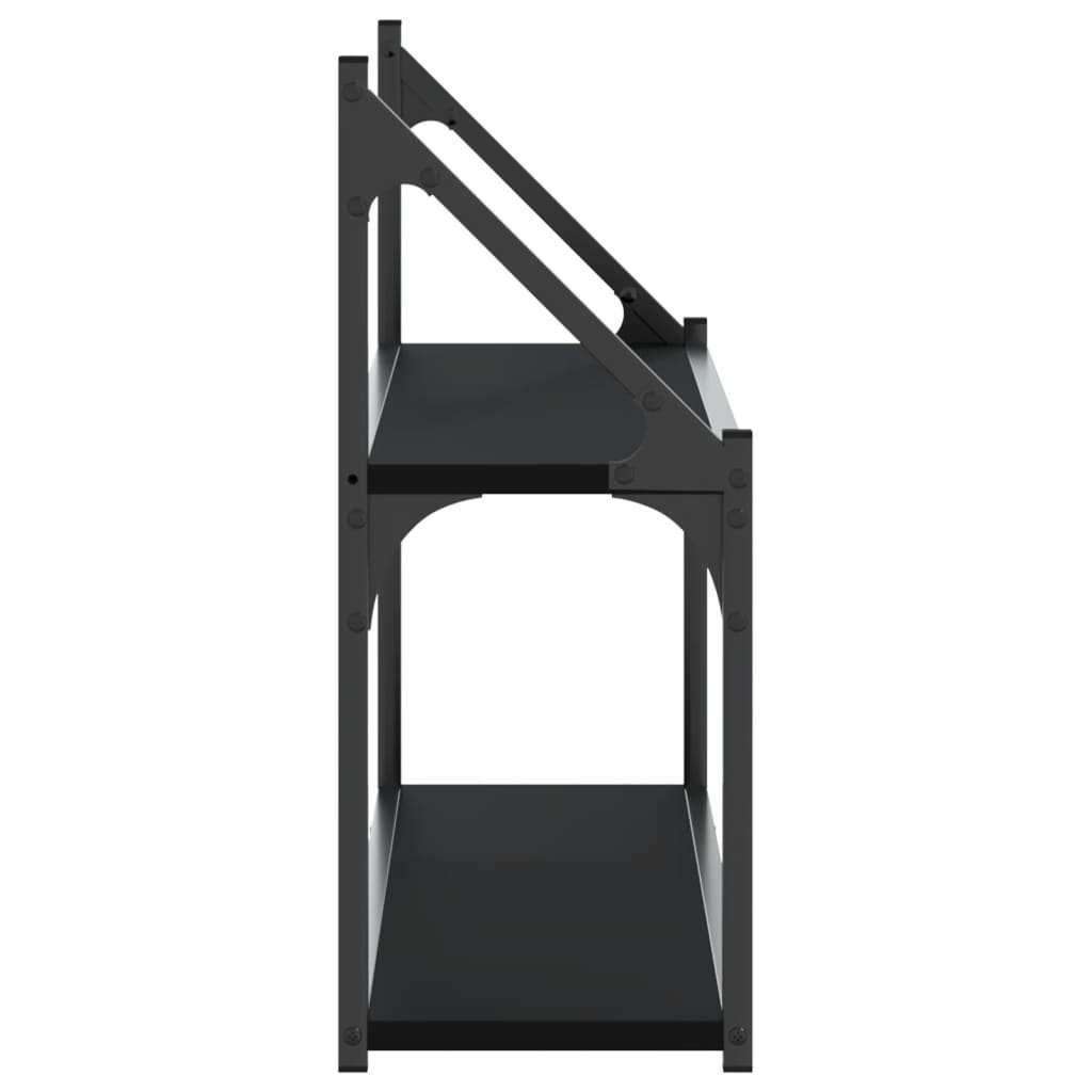 VidaXL Wandrek 2-laags 80x21x51 cm bewerkt hout zwart