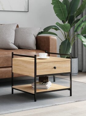 VidaXL Salontafel 50x50x50 cm bewerkt hout sonoma eikenkleurig