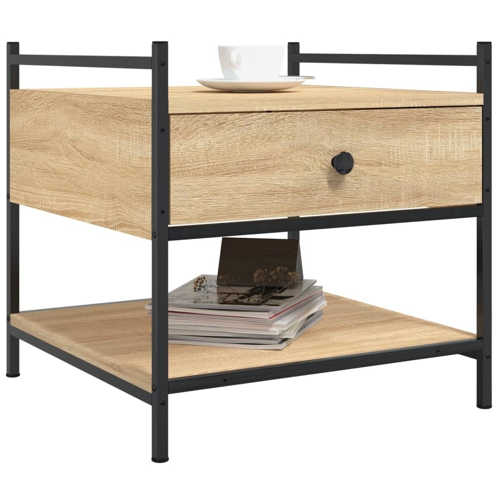 VidaXL Salontafel 50x50x50 cm bewerkt hout sonoma eikenkleurig