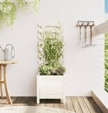 VidaXL Plantenbak met rek 39x39,5x114 cm massief grenenhout wit