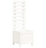 VidaXL Plantenbak met rek 39x39,5x114 cm massief grenenhout wit