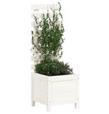 VidaXL Plantenbak met rek 39x39,5x114 cm massief grenenhout wit