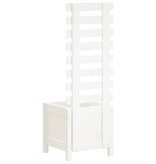 VidaXL Plantenbak met rek 39x39,5x114 cm massief grenenhout wit