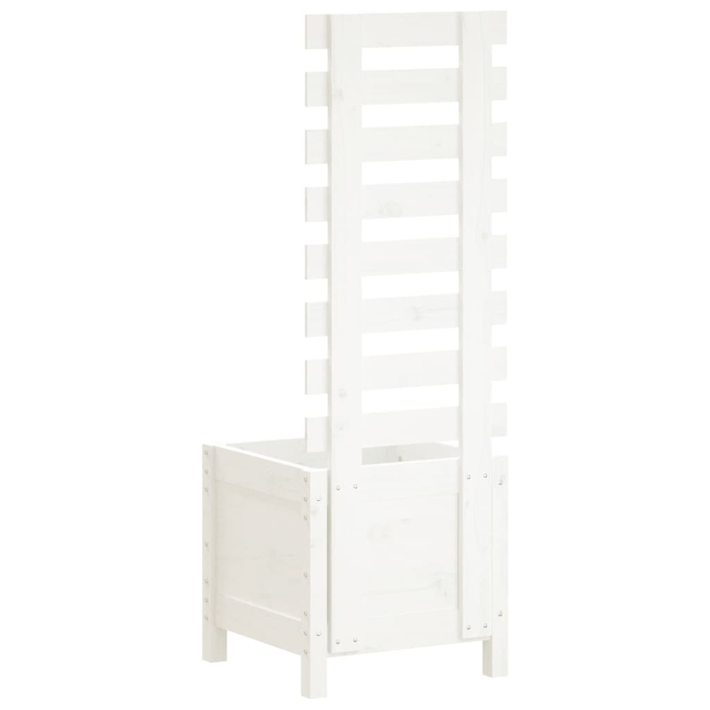 VidaXL Plantenbak met rek 39x39,5x114 cm massief grenenhout wit