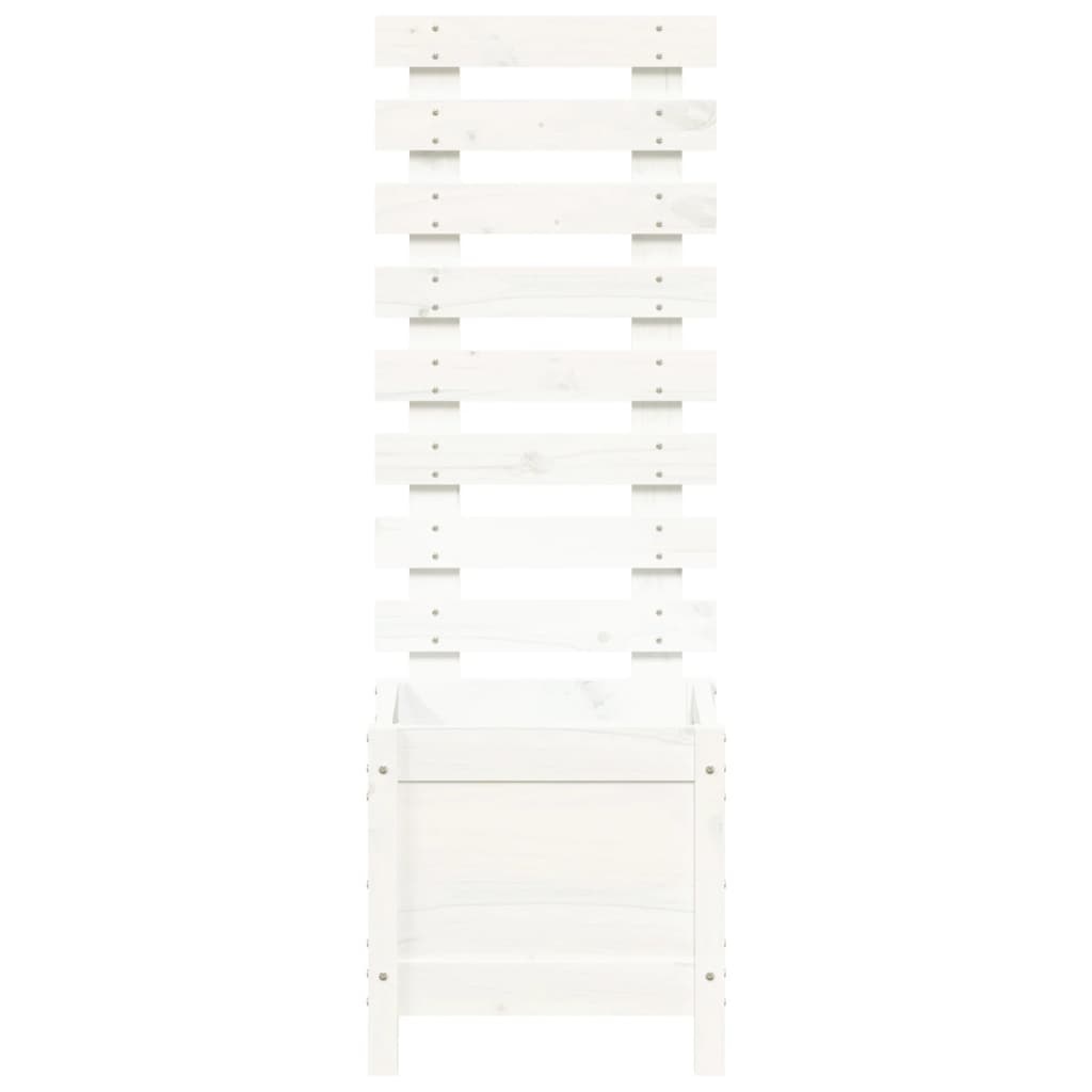 VidaXL Plantenbak met rek 39x39,5x114 cm massief grenenhout wit
