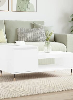 VidaXL Salontafel 100x50x45 cm bewerkt hout hoogglans wit