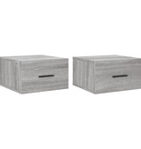 VidaXL Nachtkastjes 2 st wandgemonteerd 35x35x20 cm grijs sonoma eiken