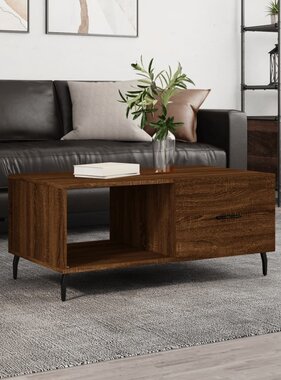 VidaXL Salontafel 90x50x40 cm bewerkt hout bruin eikenkleur