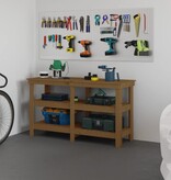 VidaXL Werkbank 142,5x50x80 cm massief grenenhout honingbruin